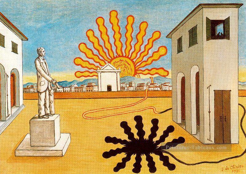 soleil levant sur la Plaza 1976 Giorgio de Chirico surréalisme métaphysique Peintures à l'huile